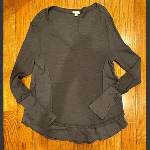 DYLAN - GRAY LONG SLEEVE KNIT TOP - SIZE L